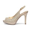 Women's High Heels Platform Dress Rhinestones Peep Toe Pumps Shoes