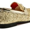 Men Loafer Metallic Textured Slip-on Glitter Sequins Fashion Wedding Dress Shoes Golden