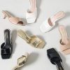 Women's Kitten Heels Sandals Low Heels Slip On Slides 2 Inch Heeled Square Open Toe Sandals for Women