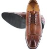 Men's Invisible Height Increasing Elevator Shoes - Brown Premium Leather Lace-up Formal Oxfords - 3 Inches Taller - Y40201 -
