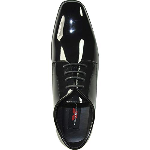 Men Dress Shoe Oxford Formal Tuxedo for Prom Wedding - Wide Width Available Black Patent Cognac