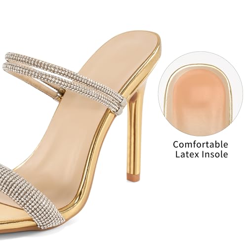 Comfortable Heels for Women Wedding: Fashion Womens Stiletto Heeled Sandals for Party Prom - Ladies Sparkle Heel Shoes