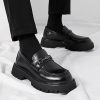 Mens Patent Leather Slip-On Platform Dress Horsebit Loafer Low Heels Round Toe Non-Slip Penny Shoes for Formal Business Wedding