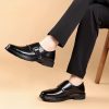 Mens Monk Dress Oxford Shoes Wedding Slip Resistant Block Heel Anti-Slip Rubber Sole Shoe Plain Toe Slip-on Waterproof Leather