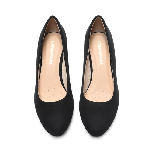 Women's Low Wedges Heels Closed Round Toe Pumps Comfortable Slip On Dress Work Wedding Shoes