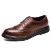 Men's Uniform Formal Oxford Shoes Waterproof Leather Lace-Up Wingtip Block Heel Wedding Shoe