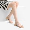 Women's Low Heels for Women Braided Open Toe Ankle Strap Block Chunky Heel Sandals Holiday Party Wedding Dress Pumps Shoes