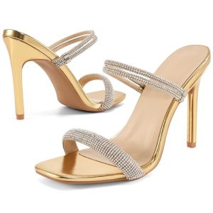 Comfortable Heels for Women Wedding: Fashion Womens Stiletto Heeled Sandals for Party Prom - Ladies Sparkle Heel Shoes