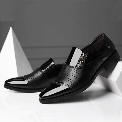 Men's Tuxedo Patent Leather Dress Shoes Classic Zip Formal Business Shoes Oxfords