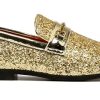 Men Loafer Metallic Textured Slip-on Glitter Sequins Fashion Wedding Dress Shoes Golden