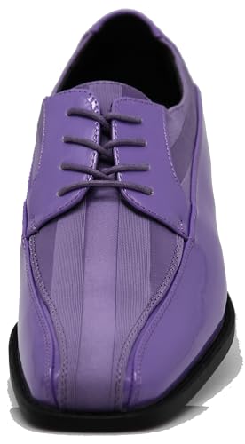 BMY Men's Striped Satin Matching Patent Upper Oxfords Formal Dress Shoes