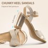 Chunky Heels for Women Wedding: Fashion Sparkly Dressy Shoes Open Toe Ankle Strap Heeled Sandal for Prom Party