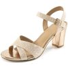 Chunky Heels for Women Wedding: Fashion Sparkly Dressy Shoes Open Toe Ankle Strap Heeled Sandal for Prom Party