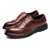 Men's Uniform Formal Oxford Shoes Waterproof Leather Lace-Up Wingtip Block Heel Wedding Shoe