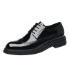 Brogue Oxford Shoes for Men Burnished Leather Lace Up Wedding Anti-Slip Rubber Sole Slip Resistant Block Heel Shoe Business Cap