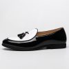 Men's Leather Loafers with Tassels, Two-Toned, Low Heel Slip On Shoes for Dance Party Wedding Prom