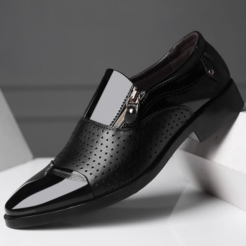 Men's Tuxedo Patent Leather Dress Shoes Classic Zip Formal Business Shoes Oxfords