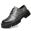 Men's Printed Leather Platform Oxford Dress Shoes Classic Lace Up Anti-Slip Lug Sole Block Heel Formal Oxfords for Wedding
