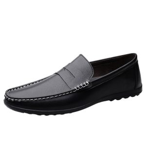 PU Leather Slip Resistant Flat Heel Lightweight Classic Slip-on Party Shoes Wedding Loafers for Mens