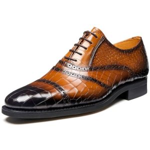 Men's Dress Shoes Genuine Leather Oxfords Luxury Formal Business Suit Shoes with Blake Rapid Stitch