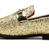 Men Loafer Metallic Textured Slip-on Glitter Sequins Fashion Wedding Dress Shoes Golden