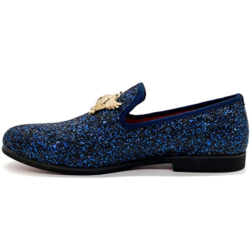 Men's Glitter Loafers Shiny Slip On Dress Shoes Luxury Sparkling Studded Loafers