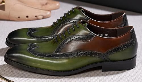 Mens Oxfords Formal Dress Suit Shoes Genunie Leather Wingtip Brogues Modern Derby Fashion Prom Wedding Business Casual