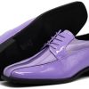 BMY Men's Striped Satin Matching Patent Upper Oxfords Formal Dress Shoes