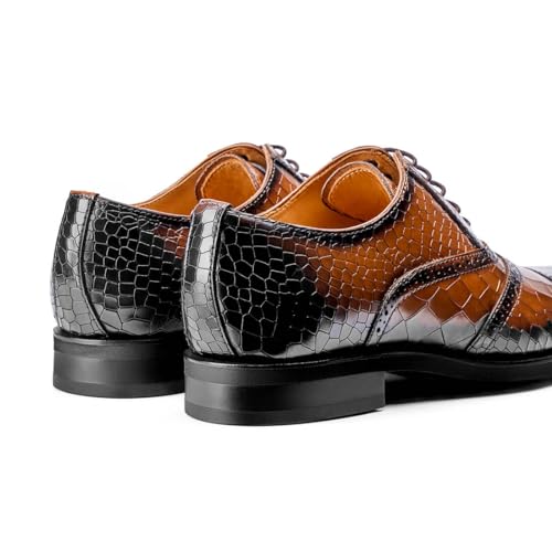 Men's Dress Shoes Genuine Leather Oxfords Luxury Formal Business Suit Shoes with Blake Rapid Stitch