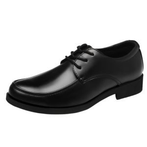 Mens Dress Formal Shoes Calfskin Leather Fashion Lace Up Anti-Slip Non Slip Rubber Sole Block Heel Shoe for Business Office
