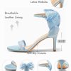 Womens High Heels Sandals Lace Bow Tie Back Open Toe Ankle Strap Sexy Stiletto Wedding Party Dress Shoes