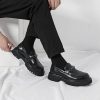Mens Patent Leather Slip-On Platform Dress Horsebit Loafer Low Heels Round Toe Non-Slip Penny Shoes for Formal Business Wedding