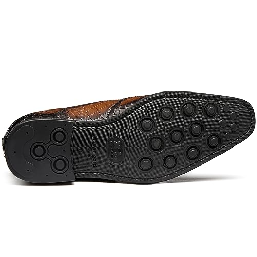 Men's Dress Shoes Genuine Leather Oxfords Luxury Formal Business Suit Shoes with Blake Rapid Stitch