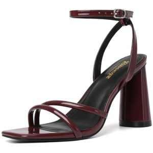 Block Heels Prom Heeled Sandals for Women Chunky Square Open Toe Strappy High Heels Ankle Strap Wedding Bridal Shoes High Heel
