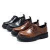 Mens Leather Black Platform Lace Up Lugs Sole Oxfords Shoes Modern Comfortable Classic Chunky Heel Increase Height Business