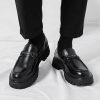 Mens Patent Leather Slip-On Platform Dress Horsebit Loafer Low Heels Round Toe Non-Slip Penny Shoes for Formal Business Wedding