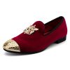 Mens Velvet Loafers Dress Shoes with Metal Embellishments Party Luxury Loafer Shoes