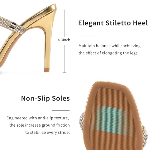 Comfortable Heels for Women Wedding: Fashion Womens Stiletto Heeled Sandals for Party Prom - Ladies Sparkle Heel Shoes