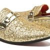 Men Loafer Metallic Textured Slip-on Glitter Sequins Fashion Wedding Dress Shoes Golden