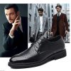 Mens Hollow Oxford Shoes Lace Up Party Pu Leather Cap Toe Design Non Slip Block Heel Shoe for Business Office Party Wedding