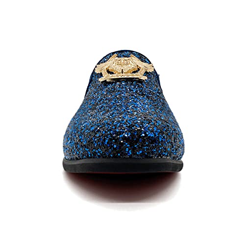 Men's Glitter Loafers Shiny Slip On Dress Shoes Luxury Sparkling Studded Loafers