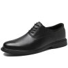 Men's Classic Dress Oxford Shoes - Lace-up Formal Tuxedo Shoes for Wedding, Round Toe Leather, Non Slip Block Heel