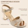 Chunky Heels for Women Wedding: Fashion Sparkly Dressy Shoes Open Toe Ankle Strap Heeled Sandal for Prom Party