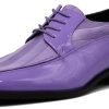 BMY Men's Striped Satin Matching Patent Upper Oxfords Formal Dress Shoes