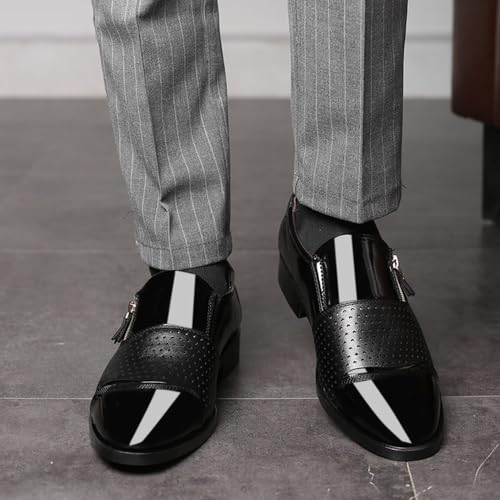 Men's Tuxedo Patent Leather Dress Shoes Classic Zip Formal Business Shoes Oxfords