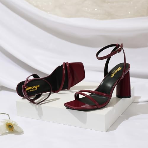 Block Heels Prom Heeled Sandals for Women Chunky Square Open Toe Strappy High Heels Ankle Strap Wedding Bridal Shoes High Heel