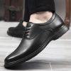 Men's Classic Dress Oxford Shoes - Lace-up Formal Tuxedo Shoes for Wedding, Round Toe Leather, Non Slip Block Heel