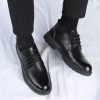Men's Platform Dress Oxford Formal Shoes Lace Up Genuine Leather Block Heel Wedding Prom Round Toe