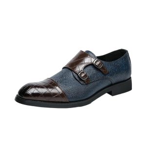Mens Two Tone Double Monk Dress Oxford Formal Shoes Tuxedo Vintage Business Tuxedo Wedding Non Slip Block Heel Anti-Slip Formal