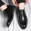 Mens Hollow Oxford Shoes Lace Up Party Pu Leather Cap Toe Design Non Slip Block Heel Shoe for Business Office Party Wedding